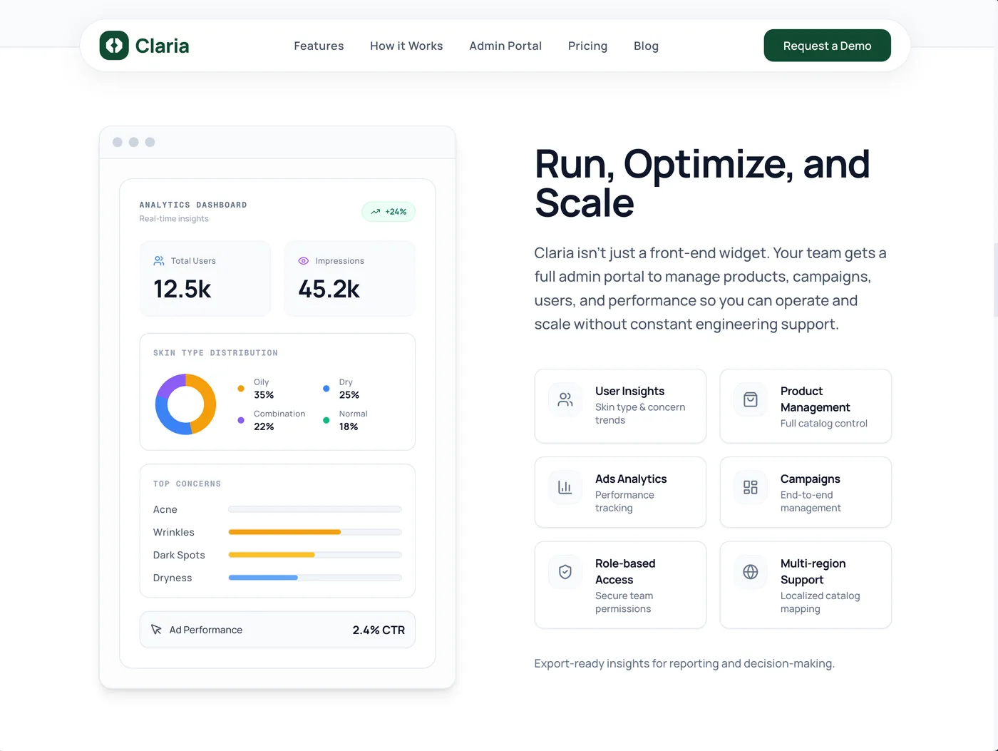 Claria — admin portal